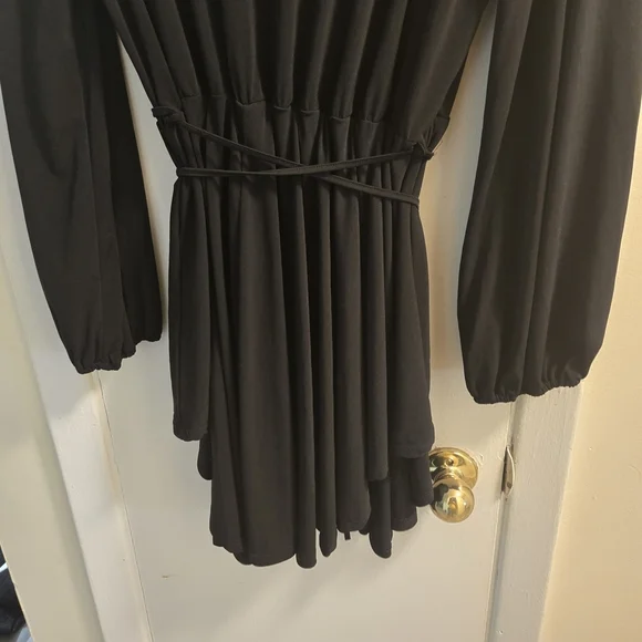 Elegant Black Wrap Dress Long Sleeves Size 3XL - Picture 9 of 12